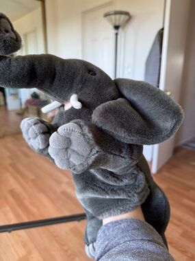 Fiesta Gray Elephant Plush Hand Puppet with sound
